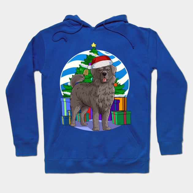 Newfoundland Dog Cute Santa Christmas Gift Hoodie by Noseking